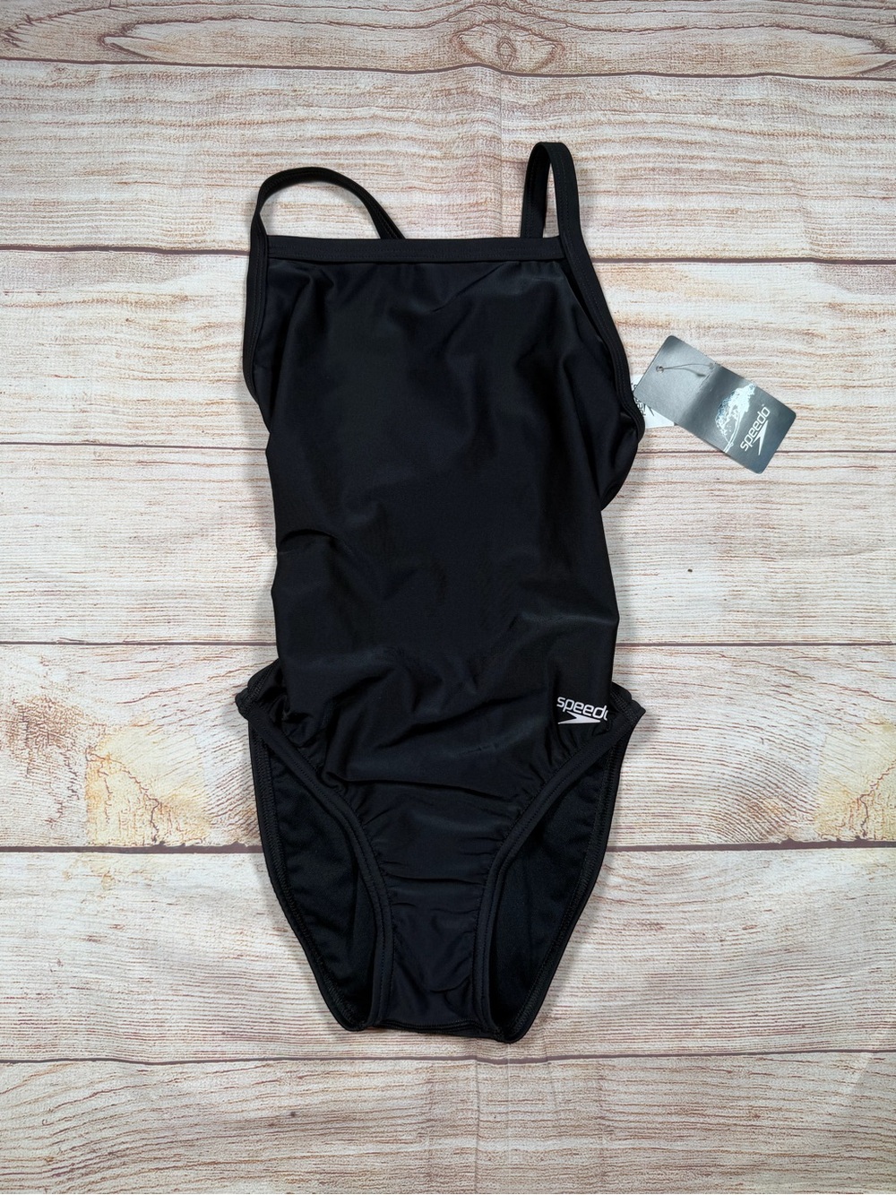 NWT Speedo Black One-Piece Swimsuit Lap Swim Team, Lifeguard, Modest, Trainer 26